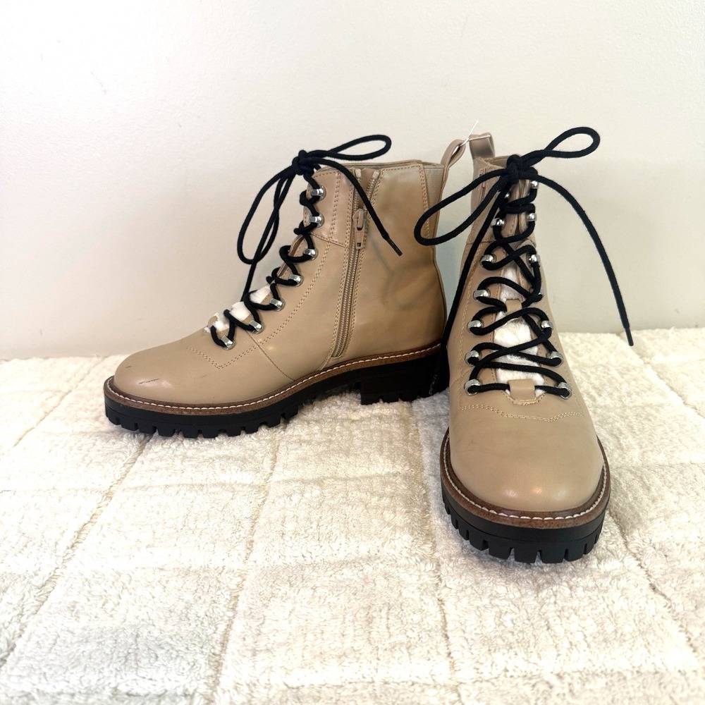 Womens Tan Lace-up Combat Boots Sz 9 Side‎ Zip Outdoors Chunky Utility Gorpcore